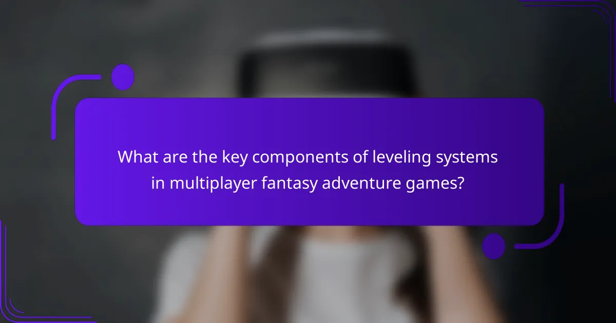 What are the key components of leveling systems in multiplayer fantasy adventure games?