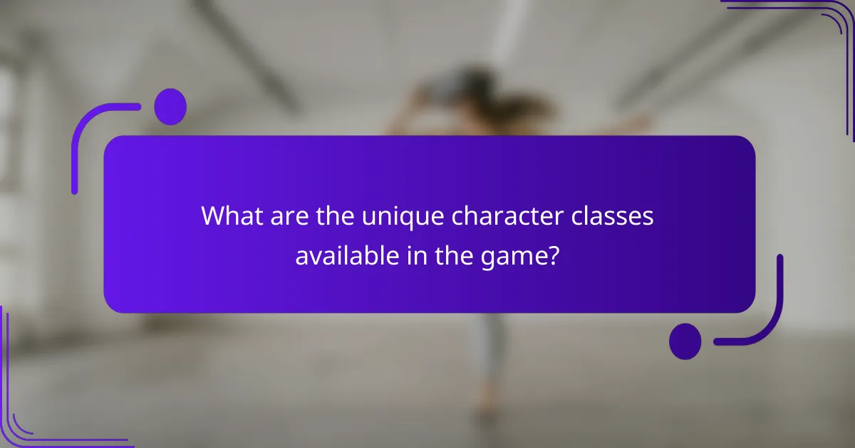 What are the unique character classes available in the game?